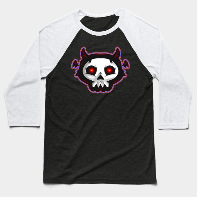 Cute Kawaii Flying Monster Skull Paint Face Wings Halloween Baseball T-Shirt by SinBle